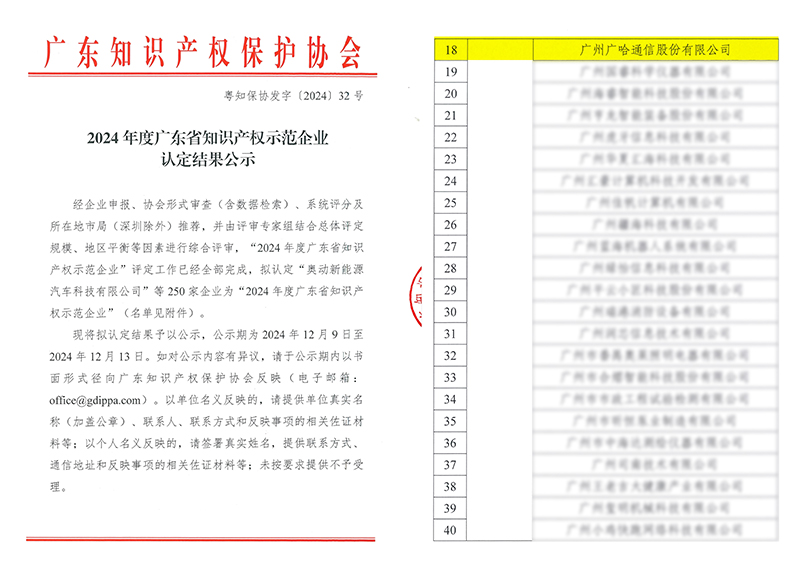 1734485445895577.jpg 廣哈通信入選“廣東省知識產權示范企業”名單.jpg